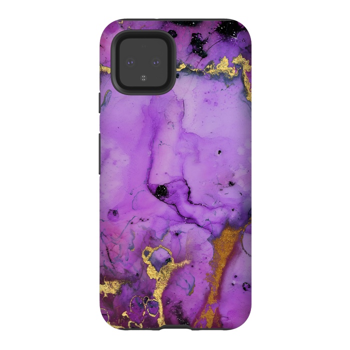 Pixel 4 StrongFit Purple Marble with Gold and black glitter veins by  Utart