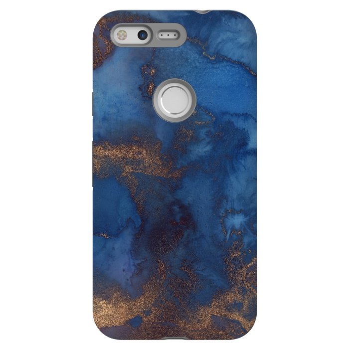 Pixel StrongFit Dark ocean blue marble and copper veins by  Utart