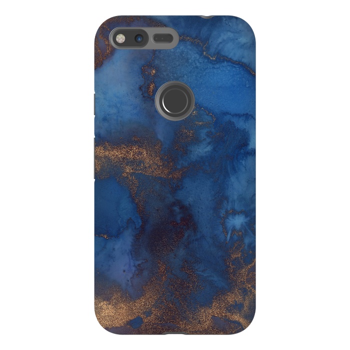 Pixel XL StrongFit Dark ocean blue marble and copper veins by  Utart