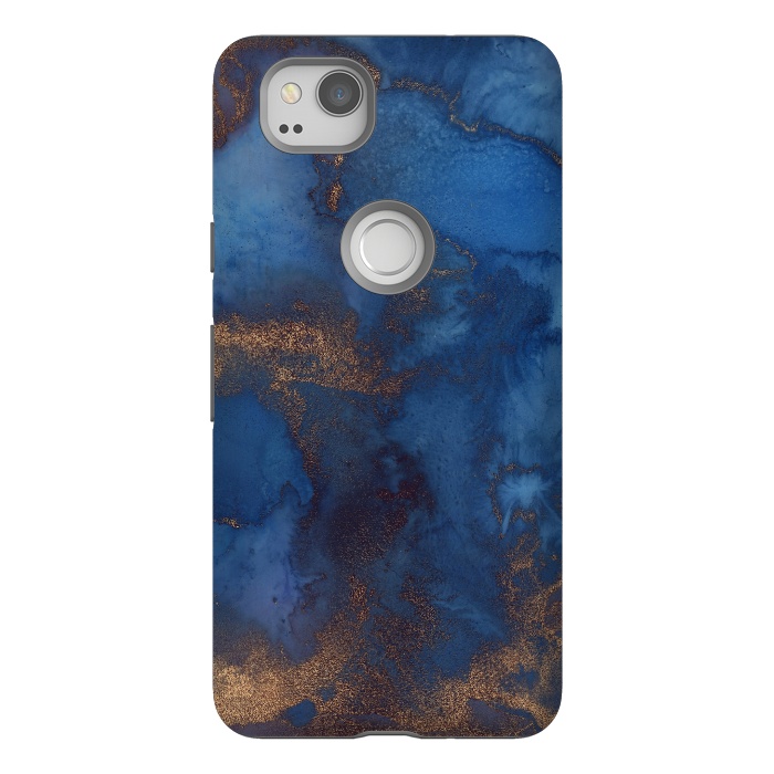 Pixel 2 StrongFit Dark ocean blue marble and copper veins by  Utart