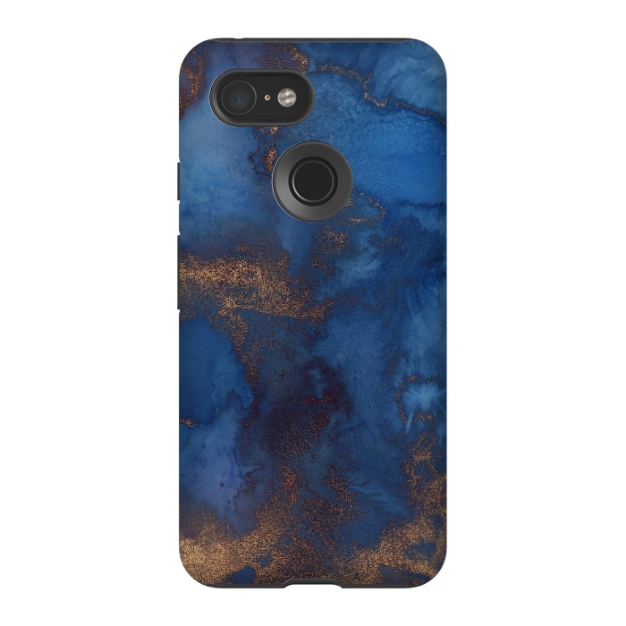 Pixel 3 StrongFit Dark ocean blue marble and copper veins by  Utart
