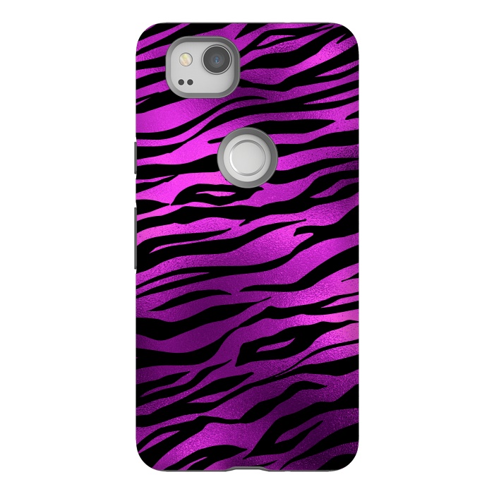 Pixel 2 StrongFit Purple Black Tiger Skin by  Utart