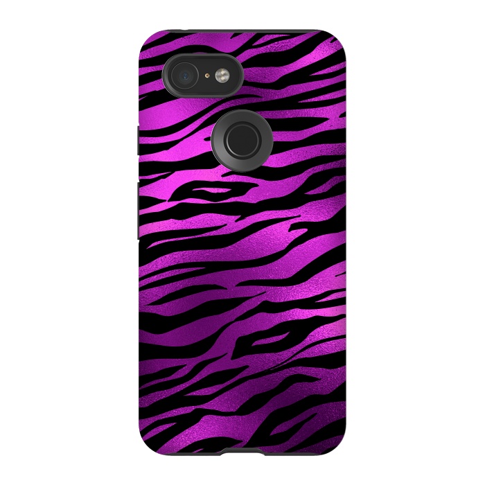 Pixel 3 StrongFit Purple Black Tiger Skin by  Utart