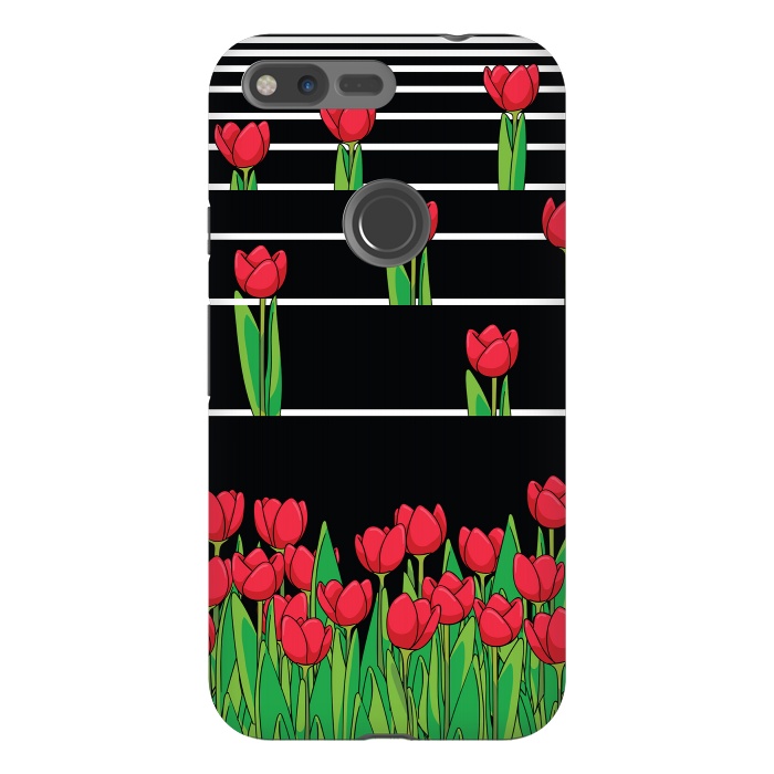 Pixel XL StrongFit Black And White Tulip by Rossy Villarreal