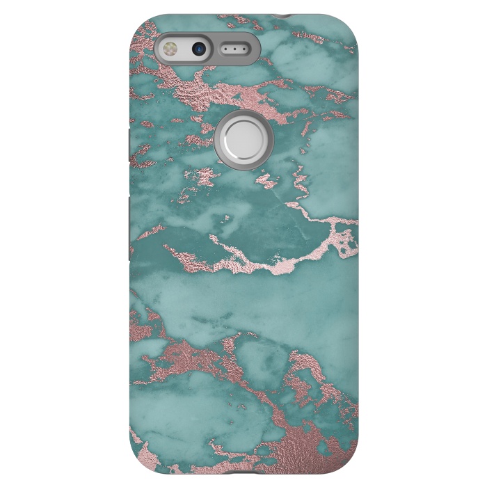 Pixel StrongFit Teal and Rosegold Marble by  Utart