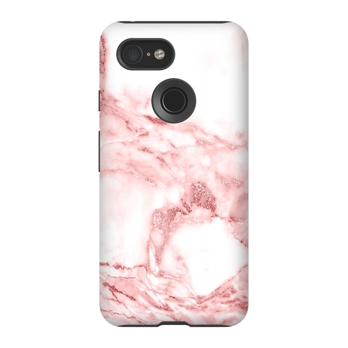 Pixel 3 StrongFit RoseGold and White Fashion Marble  by  Utart