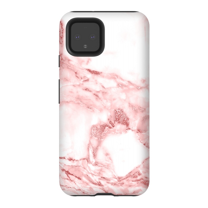 Pixel 4 StrongFit RoseGold and White Fashion Marble  by  Utart