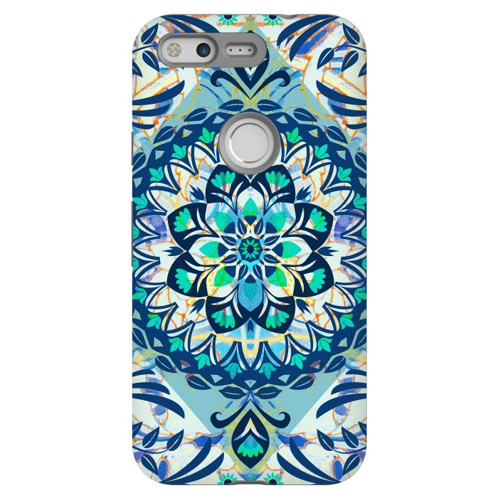 Pixel StrongFit Turquoise ethnic floral mandala by Oana 