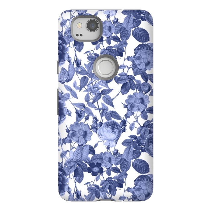 Pixel 2 StrongFit Chinoiserie Blue Rose Garden - Vintage Roses by  Utart