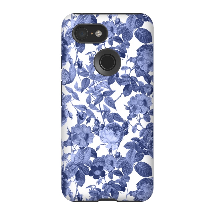 Pixel 3 StrongFit Chinoiserie Blue Rose Garden - Vintage Roses by  Utart