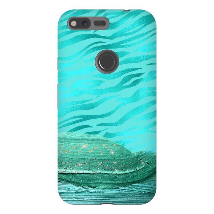 Pixel XL StrongFit Turquoise Tiger skin with thick paint strokes by  Utart
