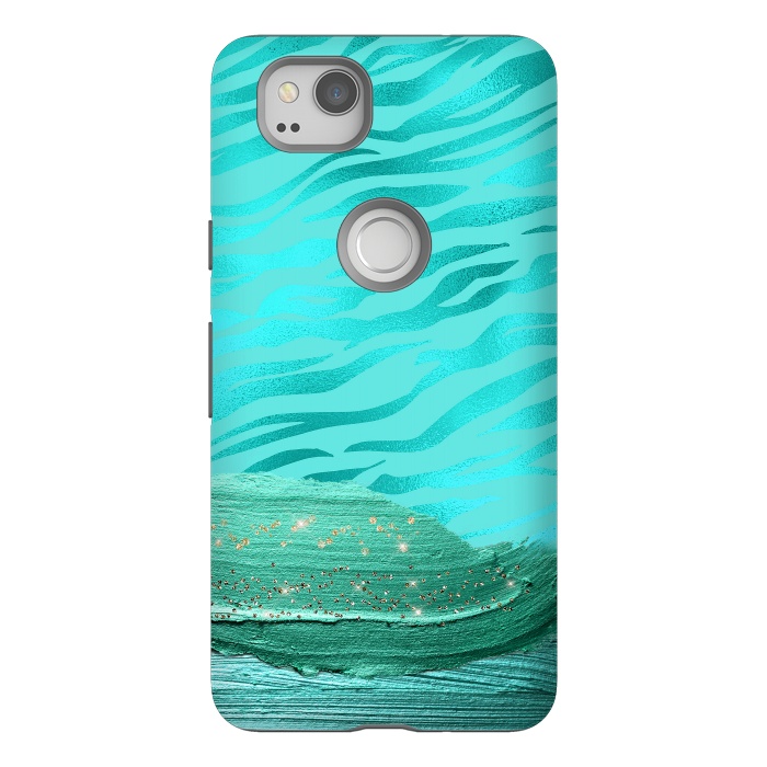 Pixel 2 StrongFit Turquoise Tiger skin with thick paint strokes by  Utart