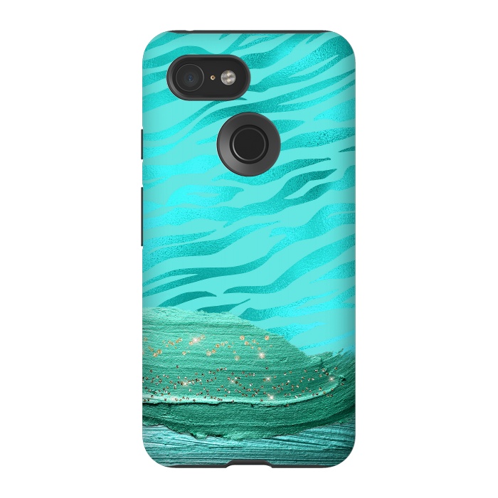 Pixel 3 StrongFit Turquoise Tiger skin with thick paint strokes by  Utart