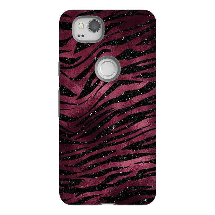 Pixel 2 StrongFit Bordeaux and black Tiger Skin by  Utart