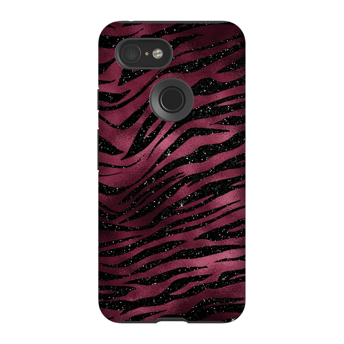 Pixel 3 StrongFit Bordeaux and black Tiger Skin by  Utart