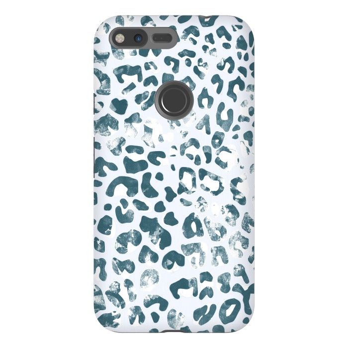 Pixel XL StrongFit textured turquoise leopard print by Oana 