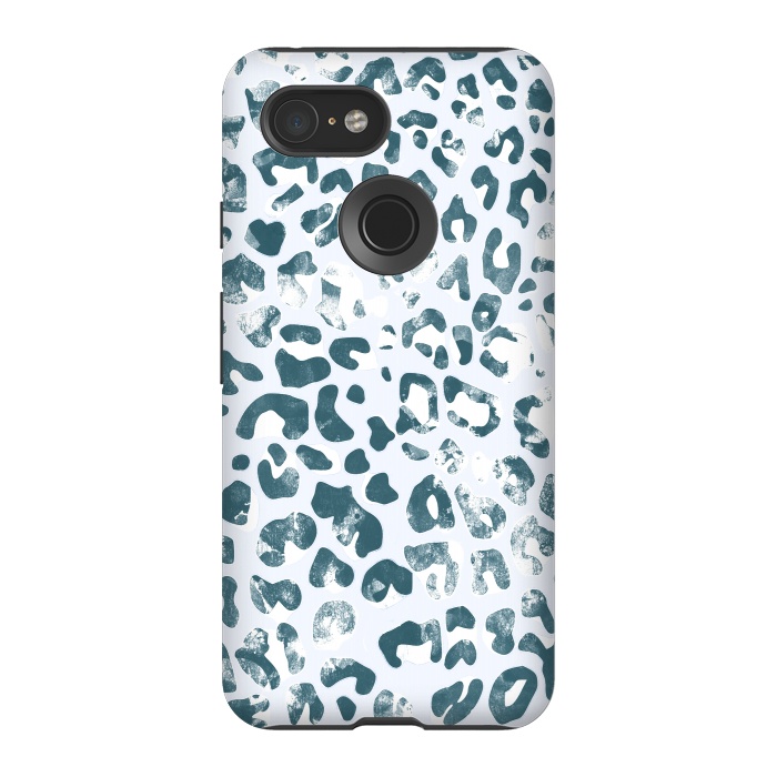 Pixel 3 StrongFit textured turquoise leopard print by Oana 