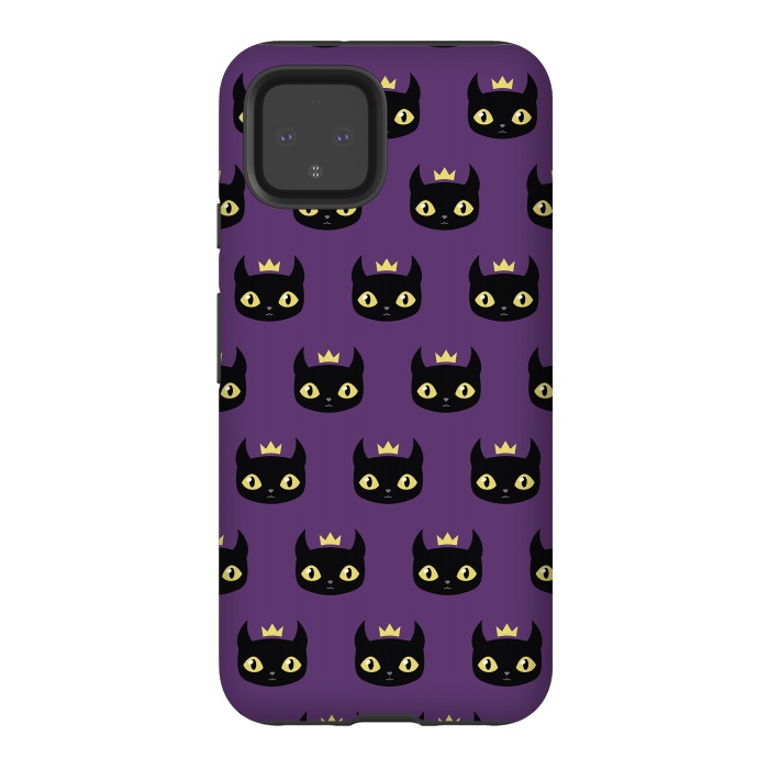 Pixel 4 StrongFit Black cat pattern by Laura Nagel