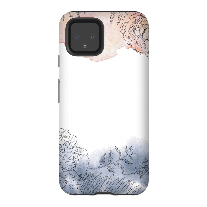 Pixel 4 StrongFit Blush and Blue Ink and Florals  by  Utart