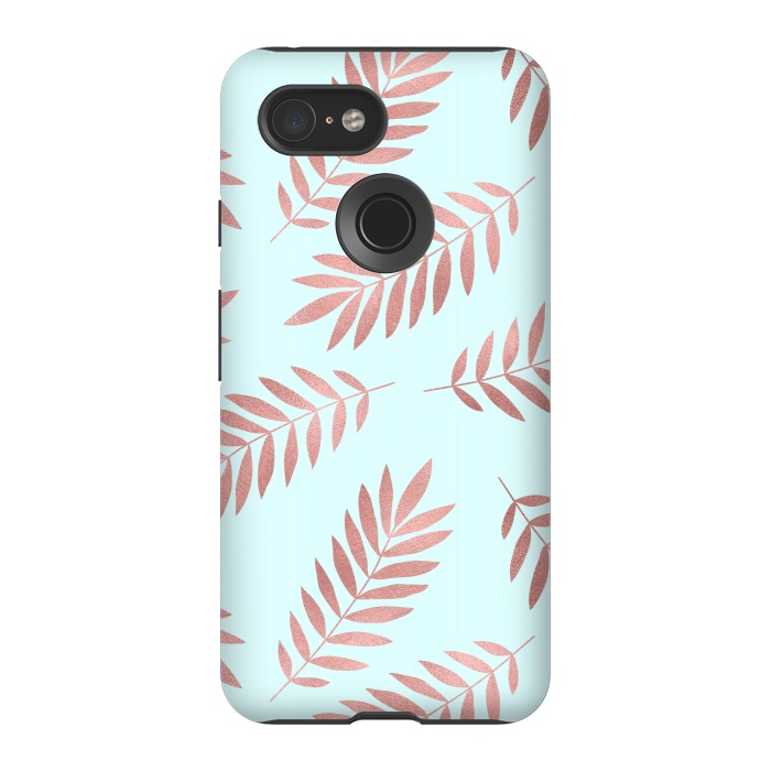 Pixel 3 StrongFit Rose Gold Leaves by Creativeaxle
