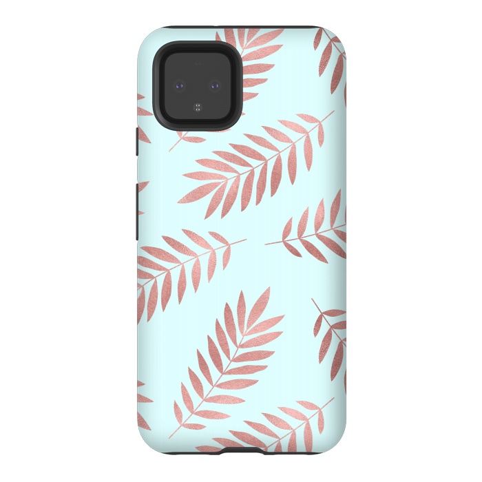 Pixel 4 StrongFit Rose Gold Leaves by Creativeaxle