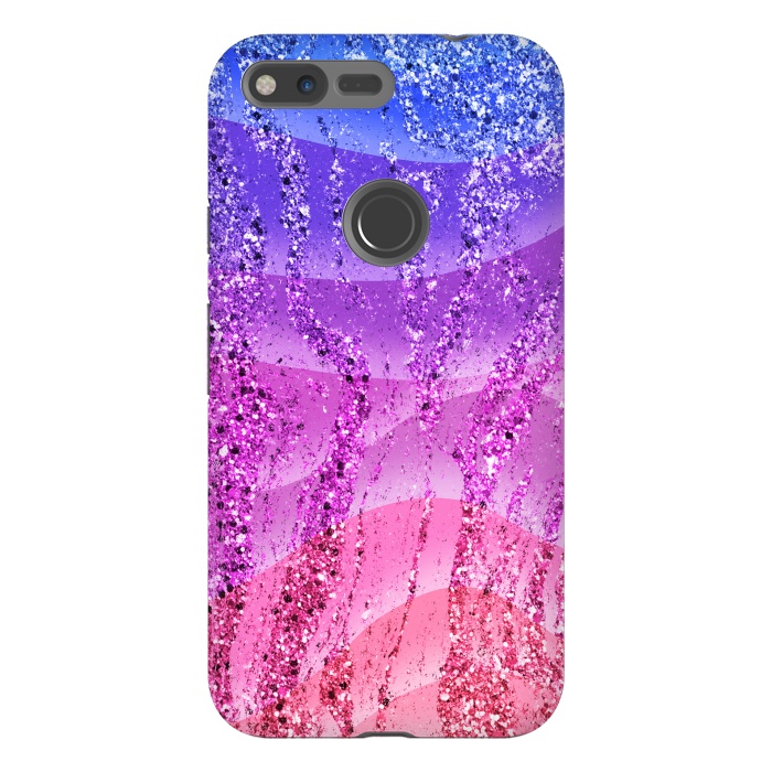 Pixel XL StrongFit Gradient purple pink glitter marble by Oana 