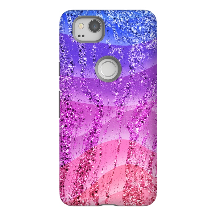 Pixel 2 StrongFit Gradient purple pink glitter marble by Oana 