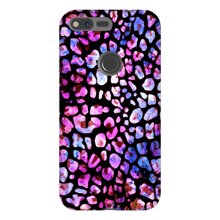 Pixel XL StrongFit Blue purple magenta leopard print by Oana 