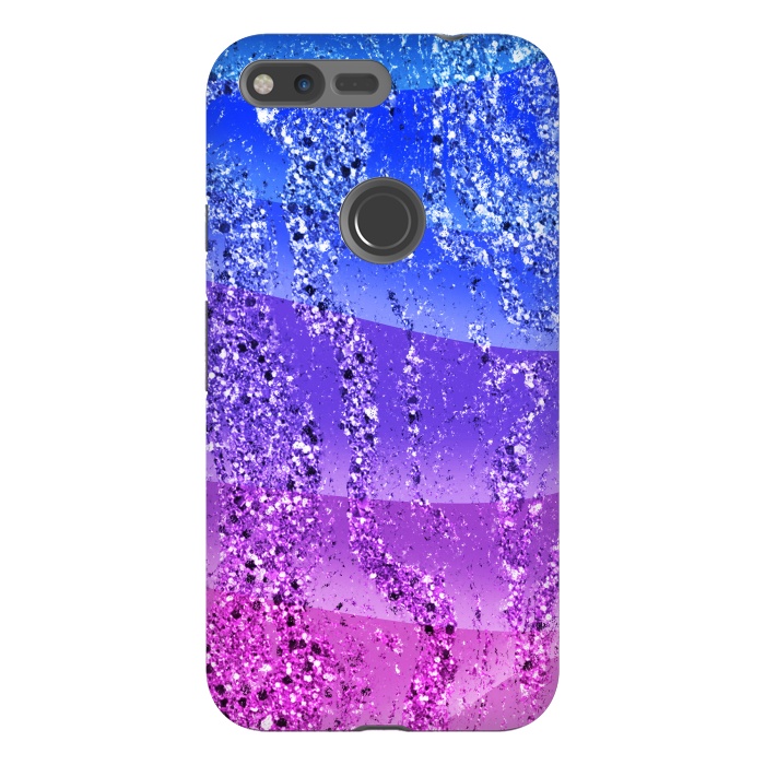 Pixel XL StrongFit Blue purple gradient glitter waves by Oana 