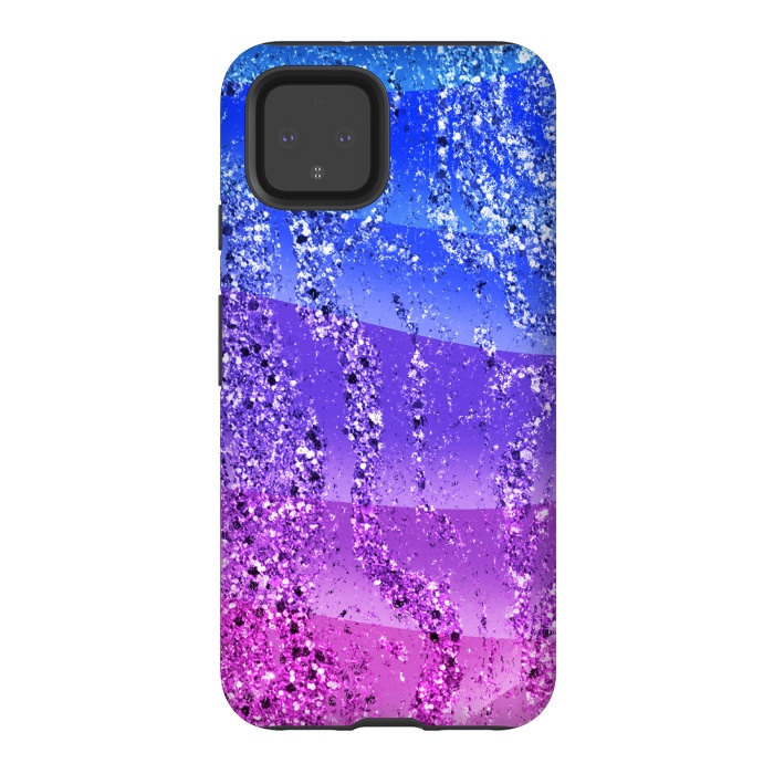 Pixel 4 StrongFit Blue purple gradient glitter waves by Oana 