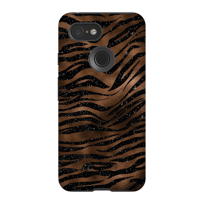 Pixel 3 StrongFit Jungle Journey - Copper Safari Tiger Skin Pattern  by  Utart