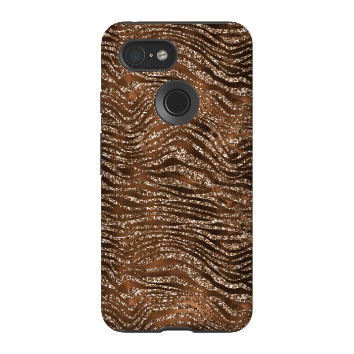 Pixel 3 StrongFit Jungle Journey - Copper Safari Tiger Skin Pattern 1 by  Utart
