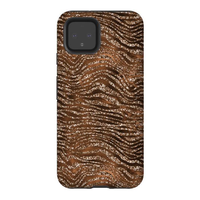 Pixel 4 StrongFit Jungle Journey - Copper Safari Tiger Skin Pattern 1 by  Utart
