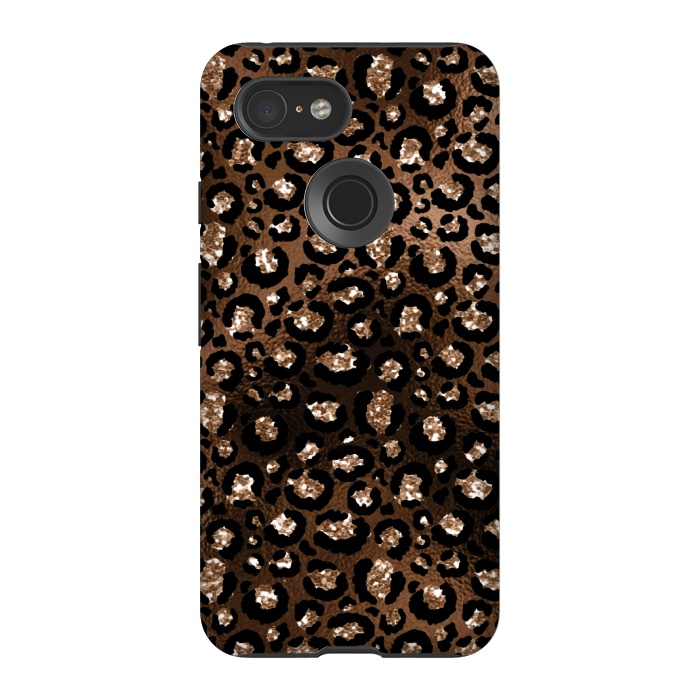 Pixel 3 StrongFit Jungle Journey - Copper Safari Leopard Skin Pattern  by  Utart