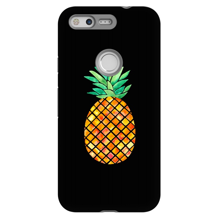 Pixel StrongFit Pineapple On Black  by Amaya Brydon