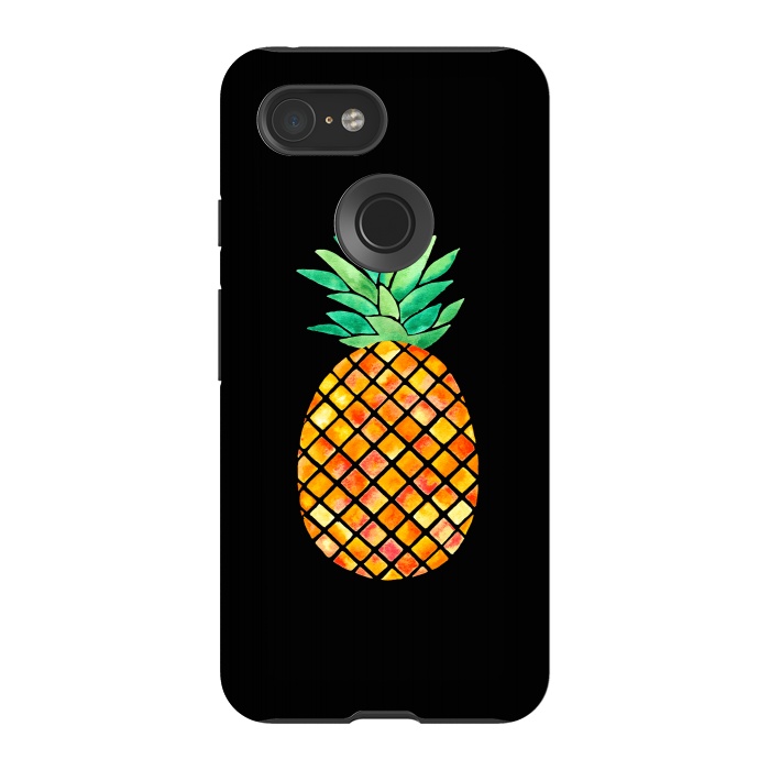 Pixel 3 StrongFit Pineapple On Black  by Amaya Brydon