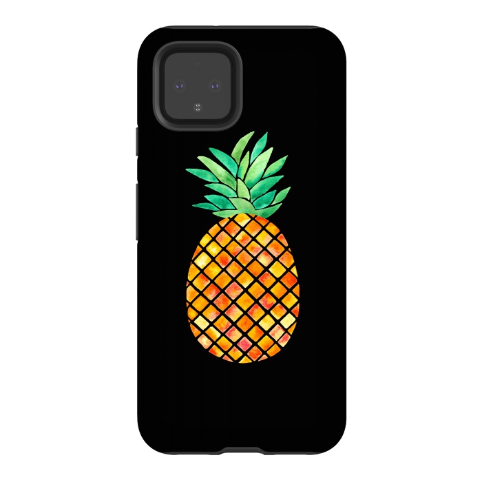 Pixel 4 StrongFit Pineapple On Black  by Amaya Brydon