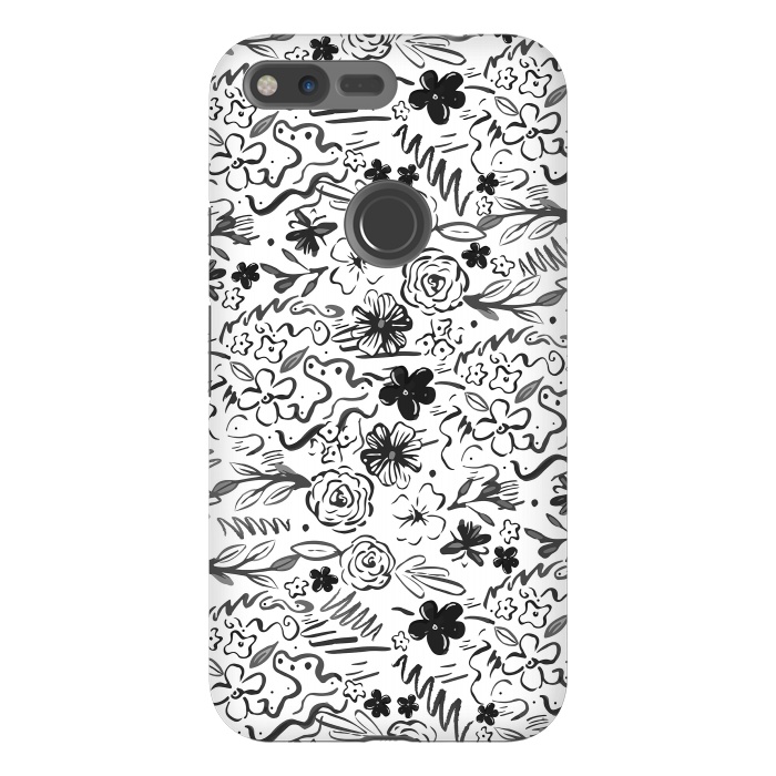 Pixel XL StrongFit Stylish abstract brush strokes and floral doodles design by InovArts