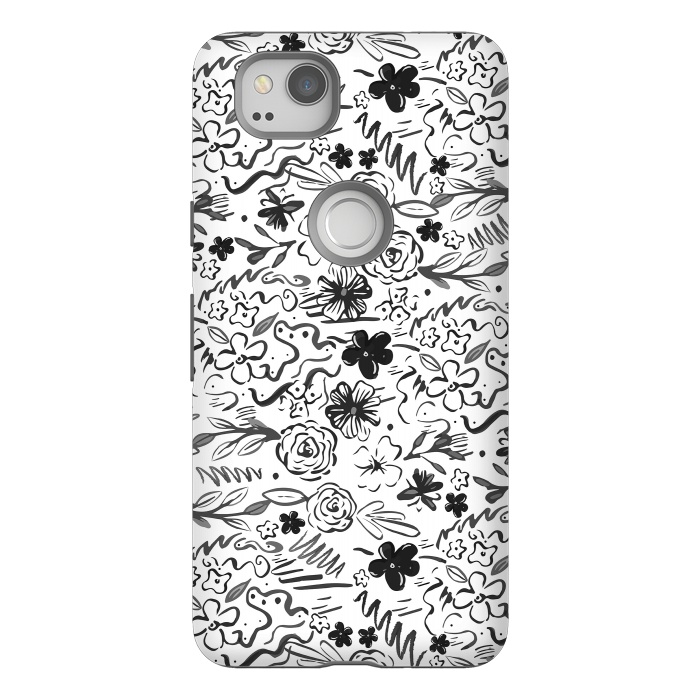Pixel 2 StrongFit Stylish abstract brush strokes and floral doodles design by InovArts