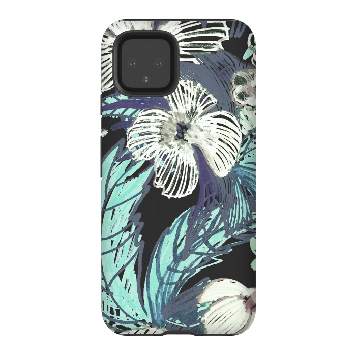 Pixel 4 StrongFit tropical flowers and leaves marker sketch by Oana 