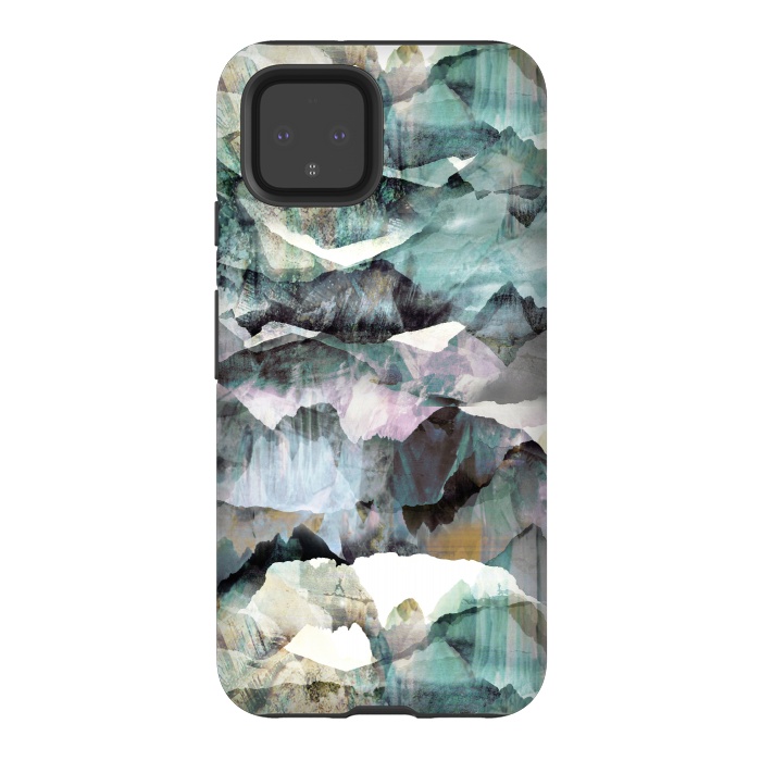 Pixel 4 StrongFit Painted marble mountains gemstones by Oana 