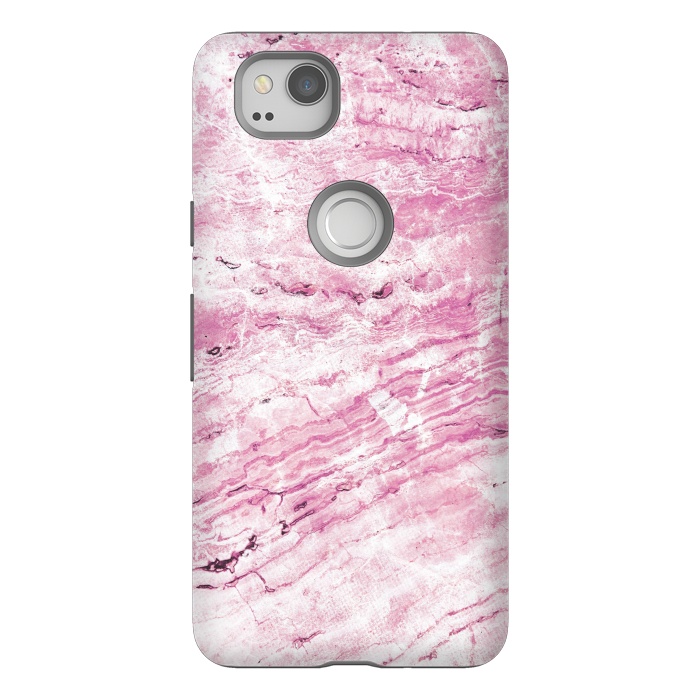 Pixel 2 StrongFit Pink striped marble by Oana 