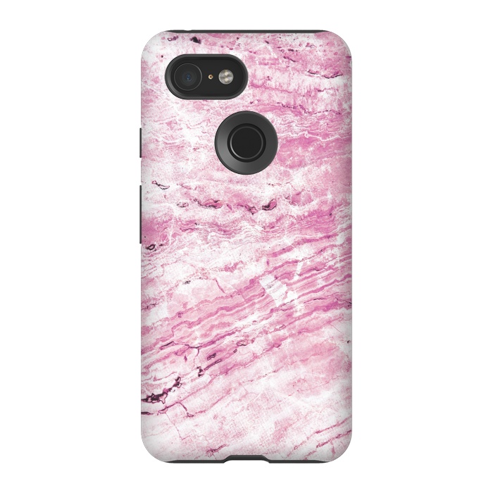 Pixel 3 StrongFit Pink striped marble by Oana 