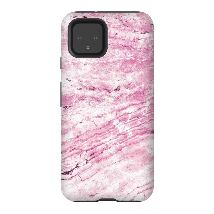 Pixel 4 StrongFit Pink striped marble by Oana 