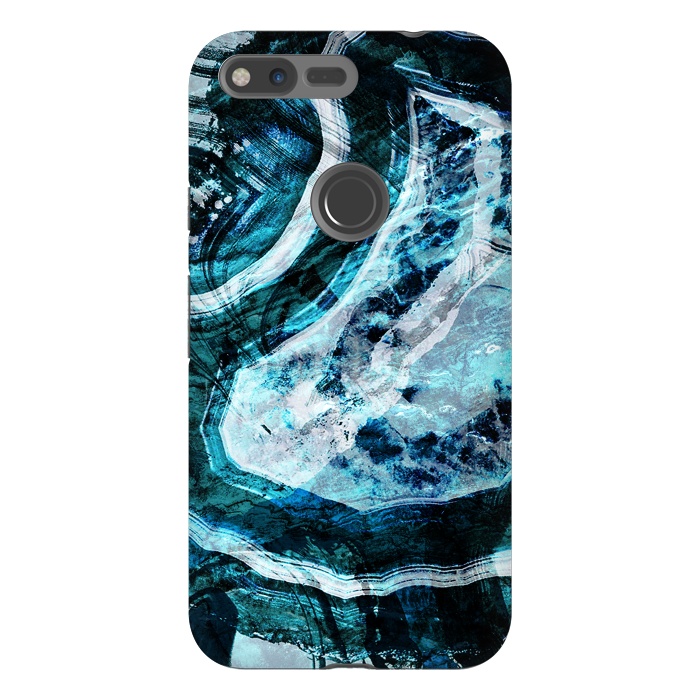 Pixel XL StrongFit Textured dark blue agate marble by Oana 