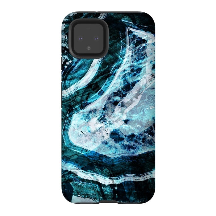 Pixel 4 StrongFit Textured dark blue agate marble by Oana 