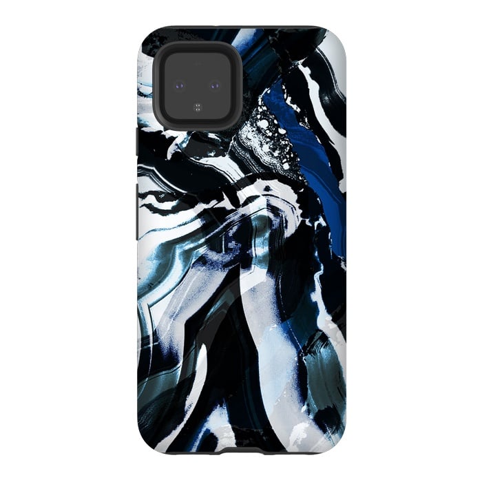 Pixel 4 StrongFit Ink brushed painted marble by Oana 