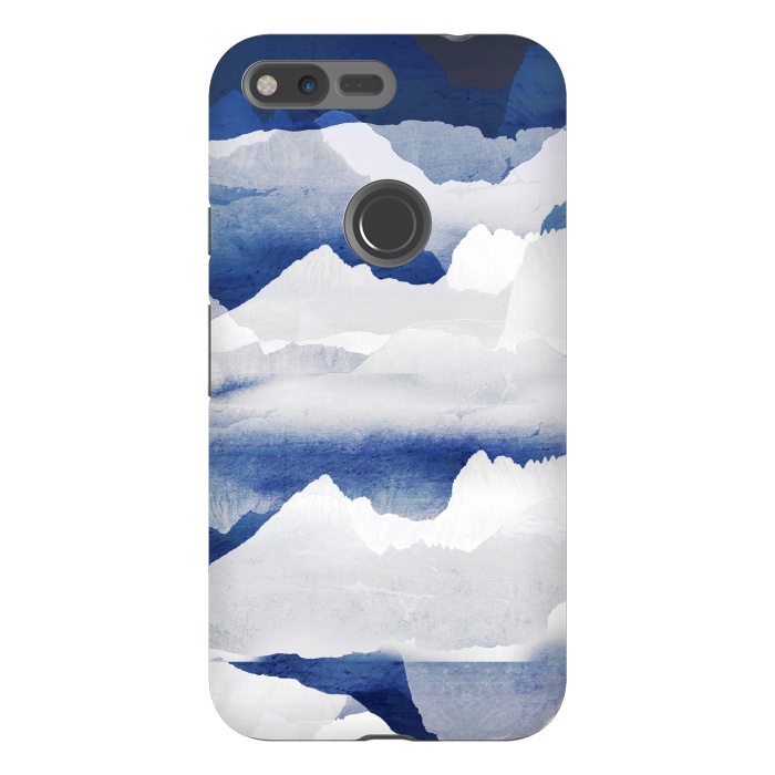 Pixel XL StrongFit Minimal abstract blue mountains by Oana 