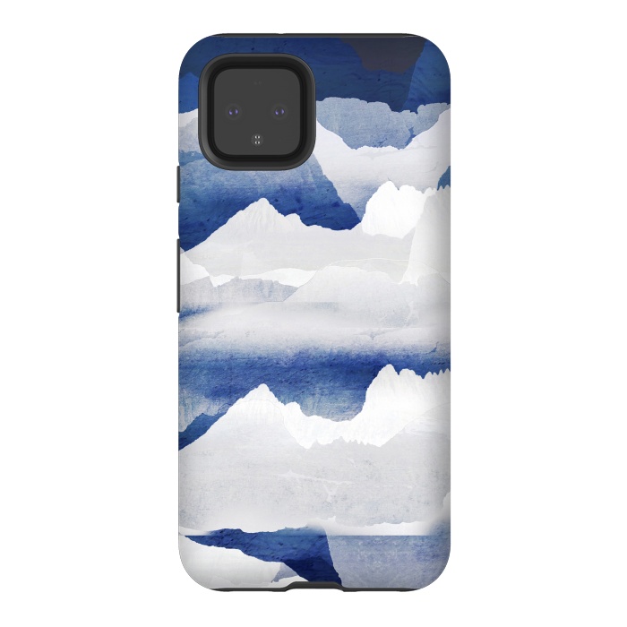 Pixel 4 StrongFit Minimal abstract blue mountains by Oana 