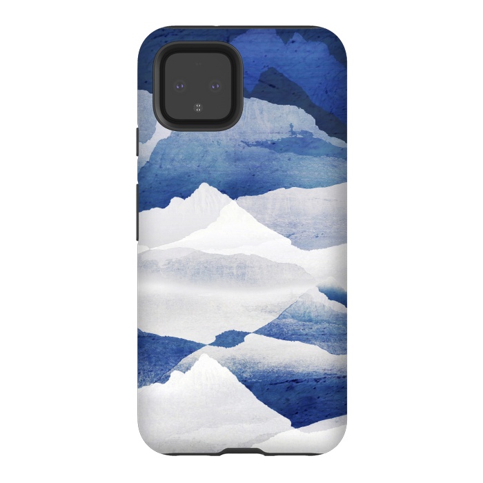 Pixel 4 StrongFit Blue elegant snowy mountains by Oana 